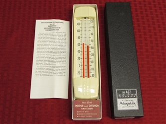 VINTAGE NEW AIRGUIDE "THE 407" INDOOR OUTDOOR THERMOMETER IN ORIGINAL BOX