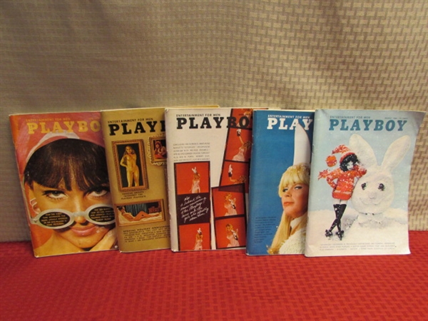 FIVE RETRO PLAYBOY MAGAZINES FROM THE 60'S