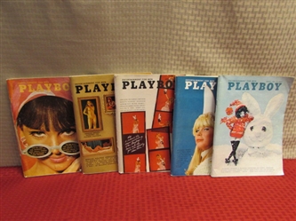 FIVE RETRO PLAYBOY MAGAZINES FROM THE 60S