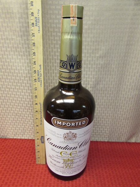 GIANT CANADIAN CLUB BLENDED WHISKEY BOTTLE- GREAT PLACE TO COLLECT CHANGE.