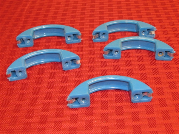 FIVE COOL RETRO BLUE DRAWER PULLS