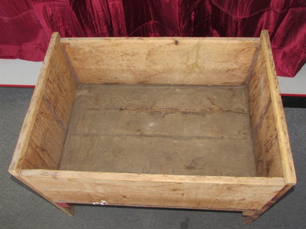 LARGE & RUSTIC WOOD BOX-GREAT FOR KINDLING & FIREWOOD OR ? ? ?