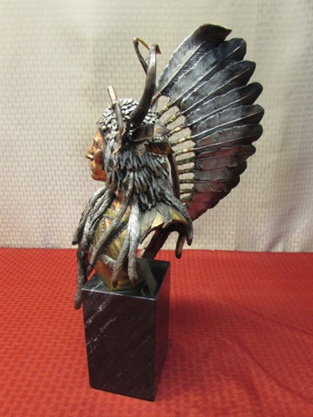 HANDSOME BRONZE SCULPTURE BY C A PARDELL, ESTEEMED WARRIOR CHIEF FOUR BEARS LIMITED EDITION 422/950