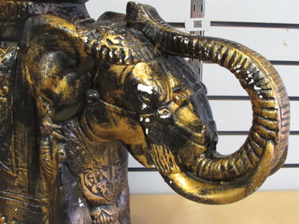BRING HOME GOOD LUCK WITH THIS QUITE OLD HAND PAINTED ROYAL ELEPHANT PEDESTAL STATUE