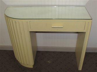 RARE ART DECO STYLE LADIESS VANITY, MAKE UP TABLE WITH ROUNDED SIDE CUPBOARD