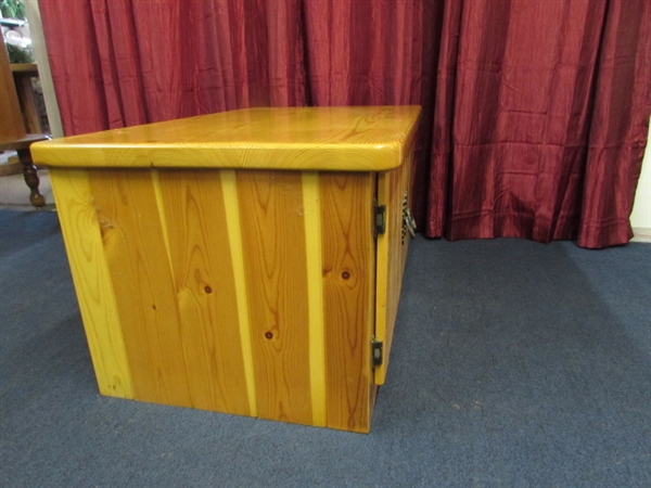 CABIN ALERT! BEAUTIFULLY CRAFTED TONGUE & GROOVE SOLID WOOD CABINET WITH PULL OUT DRAWER