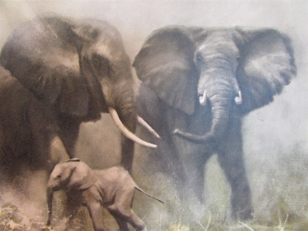 DAVID SHEPHERD PRINT ELEPHANTS AT AMBOSELI IN FINE CUSTOM FRAME