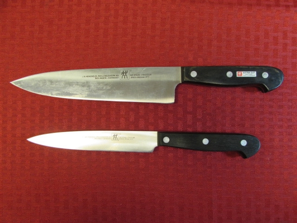 TWO HIGH QUALITY J.A. HENKELS CHEF'S KNIVES GERMAN TWIN SERIES IN EXCELLENT CONDITION!