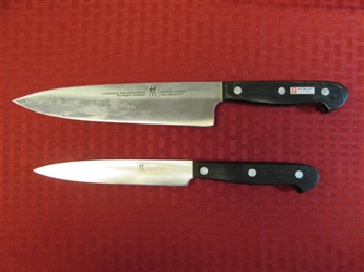 TWO HIGH QUALITY J.A. HENKELS CHEFS KNIVES GERMAN TWIN SERIES IN EXCELLENT CONDITION!