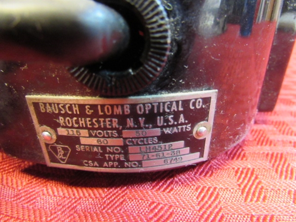 1920's BAUSCH & LOMB CORNEAL MICROSCOPE & SLIT LAMP INSTRUMENT