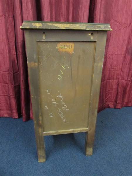 LOVELY ANTIQUE SIDE TABLE WITH ORIGINAL HARDWARE SINGLE DRAWER & DOOR