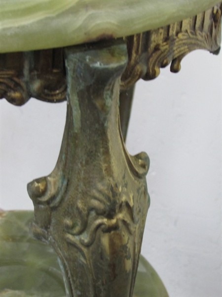 EYE CATCHING SOLID BRASS & GREEN ONYX PLANT STAND
