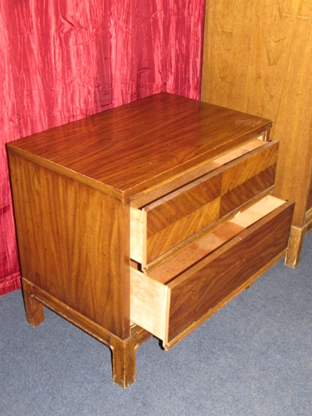 VINTAGE TALLBOY DRESSER & MATCHING 2 DRAWER NIGHT STAND FROM DIXIE FURNITURE CO.