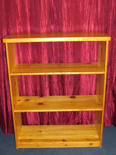THICK NATURAL PINE WOOD BOOK CASE. STRONG ENOUGH TO HOLD YOUR BOWLING BALL COLLECTION!
