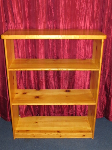 THICK NATURAL PINE WOOD BOOK CASE. STRONG ENOUGH TO HOLD YOUR BOWLING BALL COLLECTION!