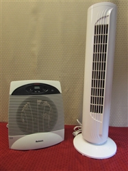 HOLMES ECOSMART HEATER & 27" ALOHA BREEZE COOLING TOWER FAN-HOT OR COLD AS YOU LIKE IT!