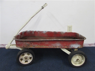 DARLING LITTLE RED WAGON-READY FOR A LITTLE ONES ADVENTURES OR TOTING PLANTS IN THE GARDEN