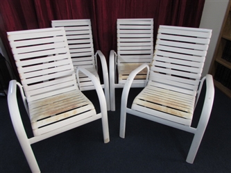 SPRING IS JUST AROUND THE CORNER-COMPLETE SET OF 4 STACKABLE PATIO CHAIRS