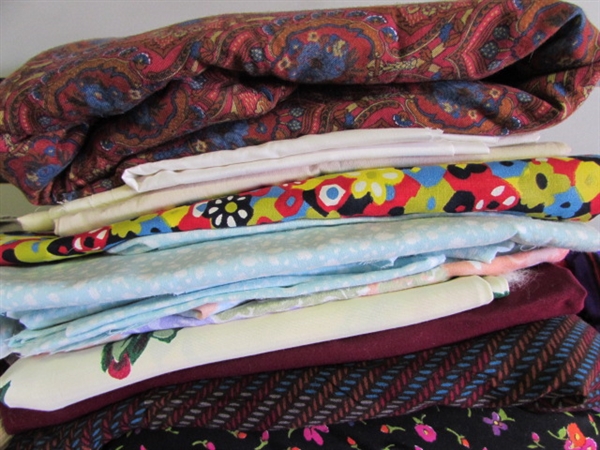 LARGE FABRIC COLLECTION: COTTON & RAYON BLENDS, HOPSACK, TWILL, SHIRTING, & MORE