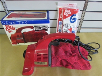 VERY HANDY DIRT DEVIL PORTABLE -HAND VAC-VACUUM CLEANER & EXTRA BAGS!