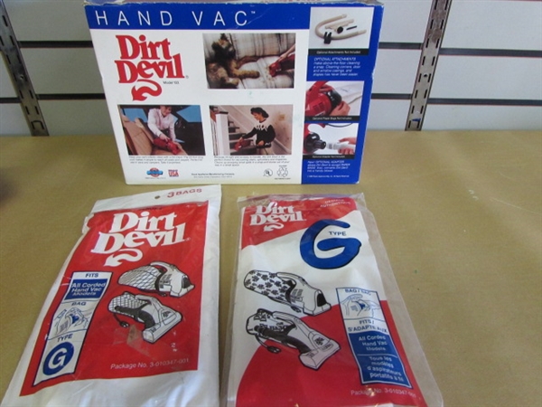 VERY HANDY DIRT DEVIL PORTABLE -HAND VAC-VACUUM CLEANER & EXTRA BAGS!
