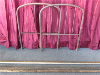 CHARMING PRIMITIVE IRON BED FRAME WITH RAILS