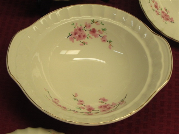 LOVELY 1940'S WS GEORGE FINE CHINA PEACH BLOSSOM SERVING DISHES 2 COVERED CASSEROLE, 2 BOWLS & . . .
