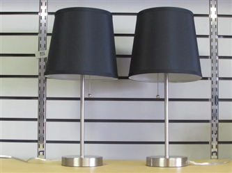 NICE PAIR OF SLEEK BRUSHED SILVER FINISH ACCENT LAMPS