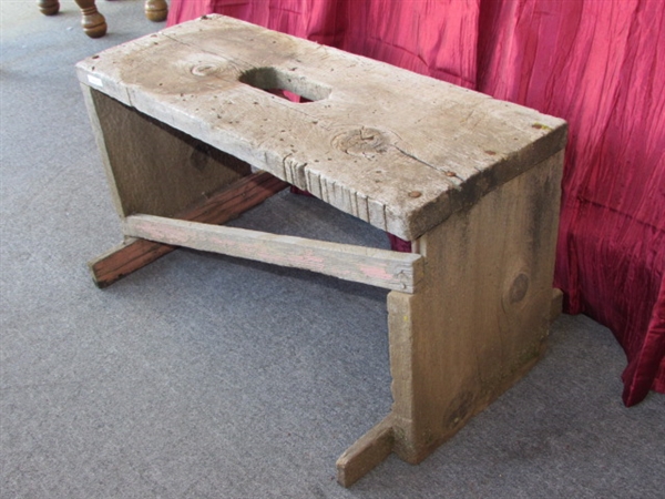 WONDERFULLY WEATHERED HAND CRAFTED RUSTIC WOOD BENCH