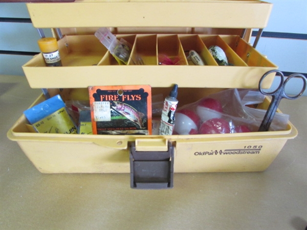 LOADS OF GREAT FISHING GEAR-VINTAGE LURES, GARCIA MITCHELL REEL, BASS HOOKS, LINE & MORE!