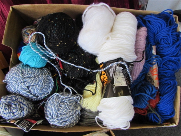 A TON OF YARN . . .& THEN SOME! WELL OVER 100 SKEINS & BALLS OF YARN, LOTS OF COLORS & STYLES & MORE