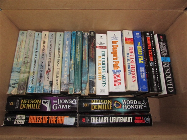 HUGE COLLECTION OF BOOKS-SUSPENSE, MURDER MYSTERY, MILITARY SPIES & MORE