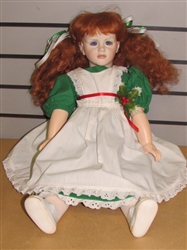 PRETTY 21" DOLL WITH RED HAIR & LAVENDER EYES, JOINTED KNEES & ELBOWS