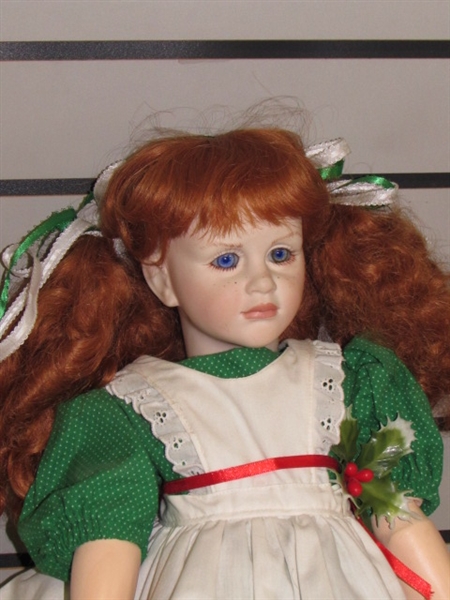PRETTY 21 DOLL WITH RED HAIR & LAVENDER EYES, JOINTED KNEES & ELBOWS