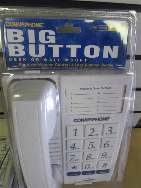 EASY TO HIT THOSE BIG BUTTONS WITH THESE TWO GREAT CONAIR PHONES & A BIG BUTTON CALCULATOR!