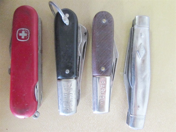 SWEET COLLECTION OF FOLDING KNIVES & 2-SIDED SHARPENING STONE-THESE MAKE THE CUT!