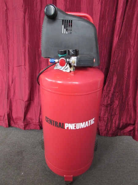 NEVER RUN OUT OF AIR AGAIN-CENTRAL PNEUMATIC 26 GAL. 1.8 HP 150 PSI OILLESS AIR COMPRESSOR
