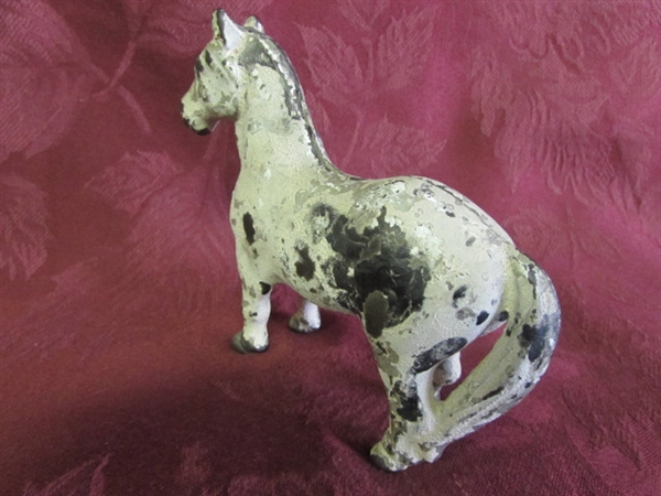 REALLY SPECIAL ANTIQUE/VINTAGE CAST METAL COIN BANK - STANDING HORSE