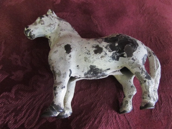 REALLY SPECIAL ANTIQUE/VINTAGE CAST METAL COIN BANK - STANDING HORSE