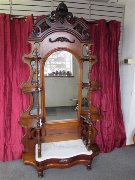 ABSOLUTELY GORGEOUS ANTIQUE VICTORIAN HALL TREE WITH MARBLE SLAB SEAT & DRAWER ***RESERVE***