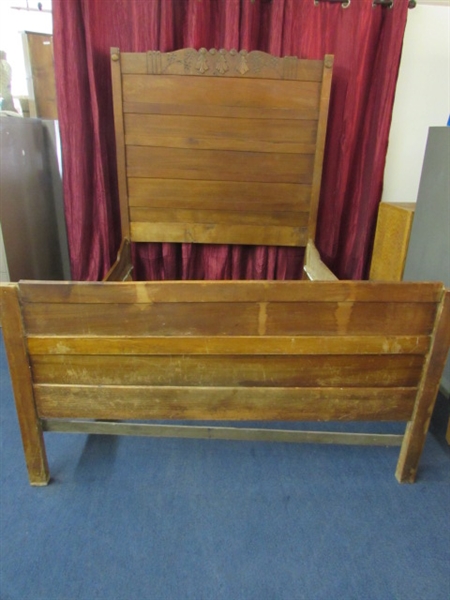 MAGNIFICENT ANTIQUE FULL SIZE BED WITH TALL HEADBOARD