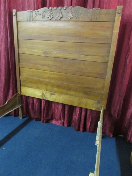 MAGNIFICENT ANTIQUE FULL SIZE BED WITH TALL HEADBOARD