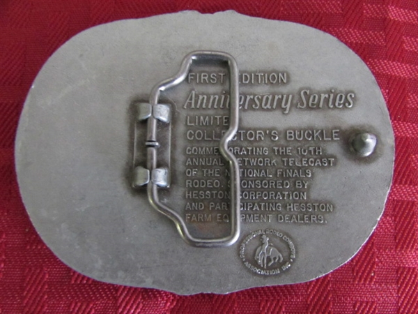 VINTAGE FIRST EDITION COLLECTIBLE NATIONAL FINALS RODEO PEWTER BELT BUCKLE