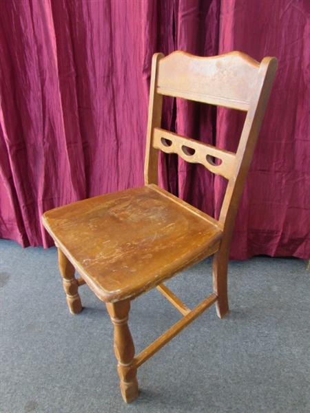ADORABLE WOOD FARM CHAIR BEGGING FOR A COAT OF YOUR FAVORITE CHALK PAINT