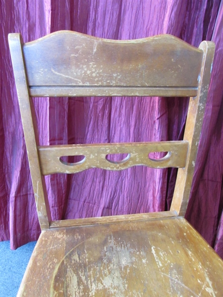 ADORABLE WOOD FARM CHAIR BEGGING FOR A COAT OF YOUR FAVORITE CHALK PAINT