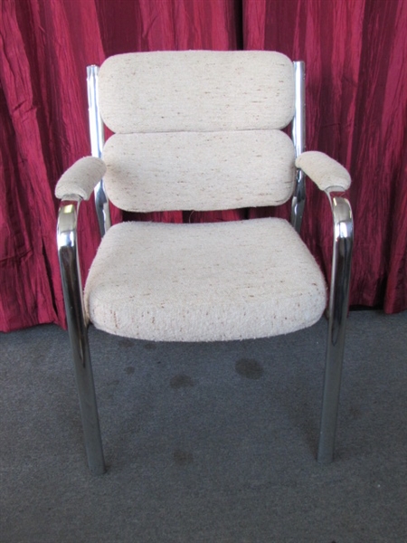THICKLY CUSHIONED STEEL FRAME CHAIR GREAT FOR OFFICE OR HOME