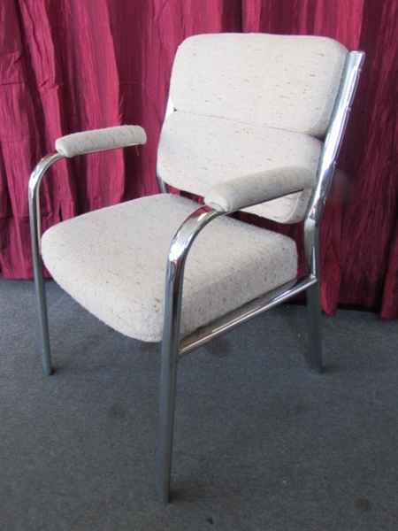 THICKLY CUSHIONED STEEL FRAME CHAIR GREAT FOR OFFICE OR HOME