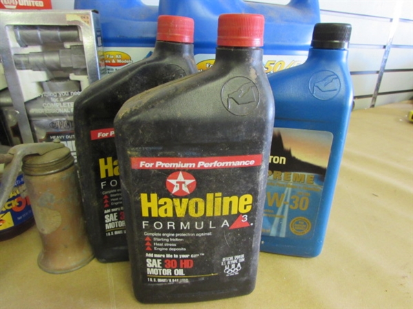AUTOMOTIVE JACKPOT!  COOLANT, FILTERS, OIL, CYLINDER HONE, TIE DOWN, SPARK PLUGS & MUCH MORE