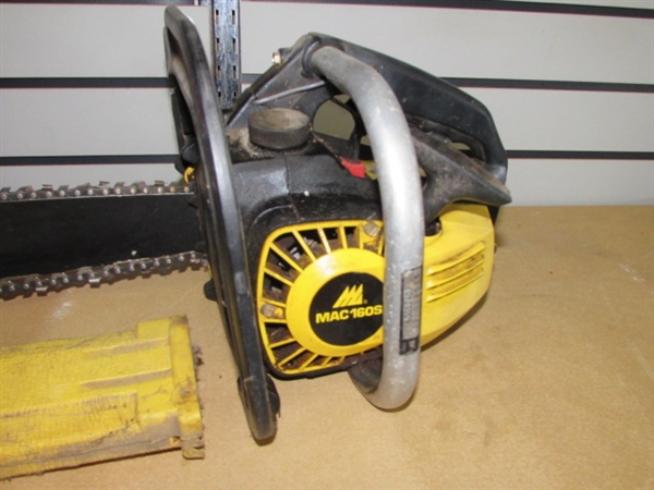 MCCULLOCH MAC 160S CHAINSAW WITH 16 BAR & GAS CAN