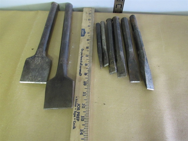 GREAT COLLECTION OF 15 MACHINE & HAND CHISELS!